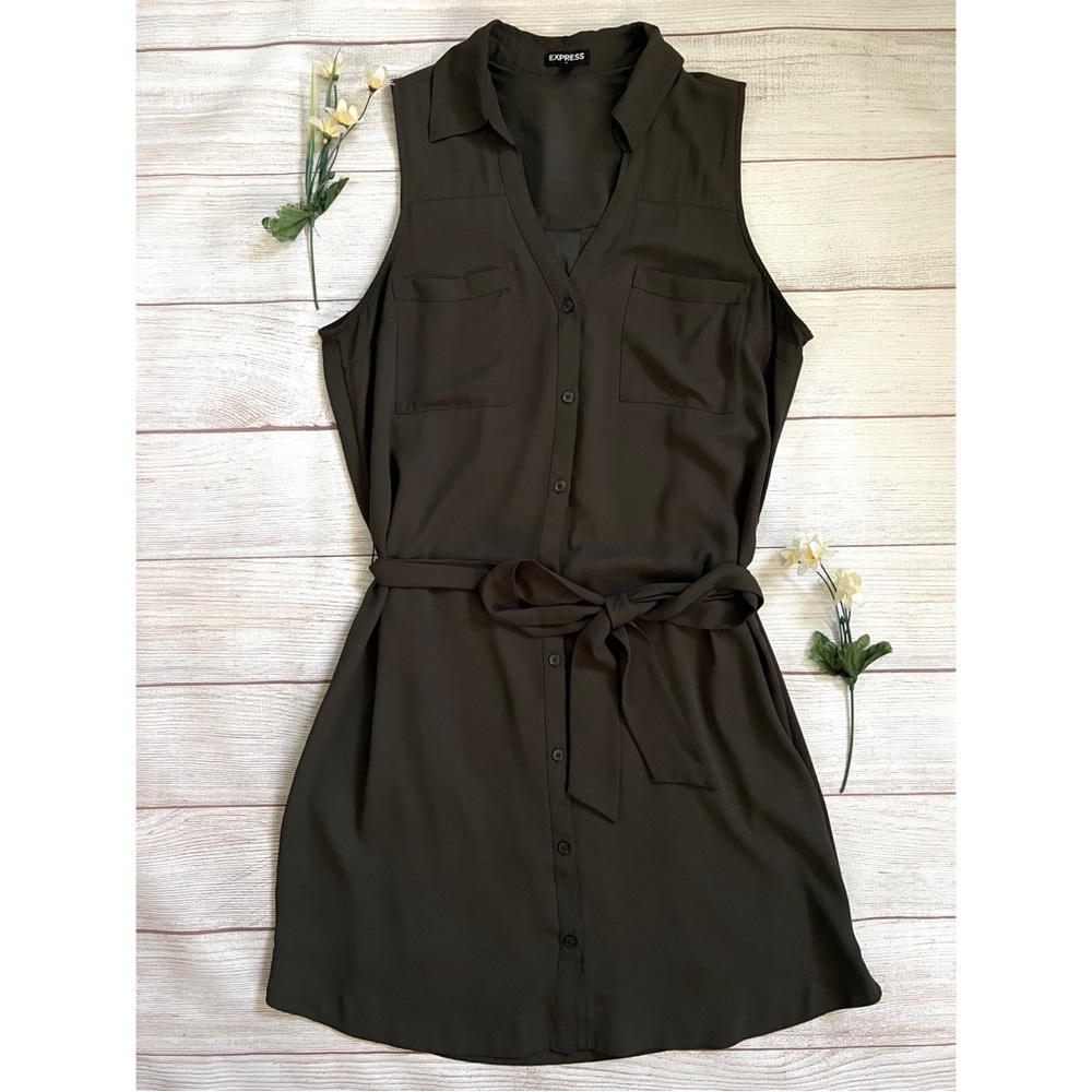 Express Sleeveless Olive Green Mini Dress